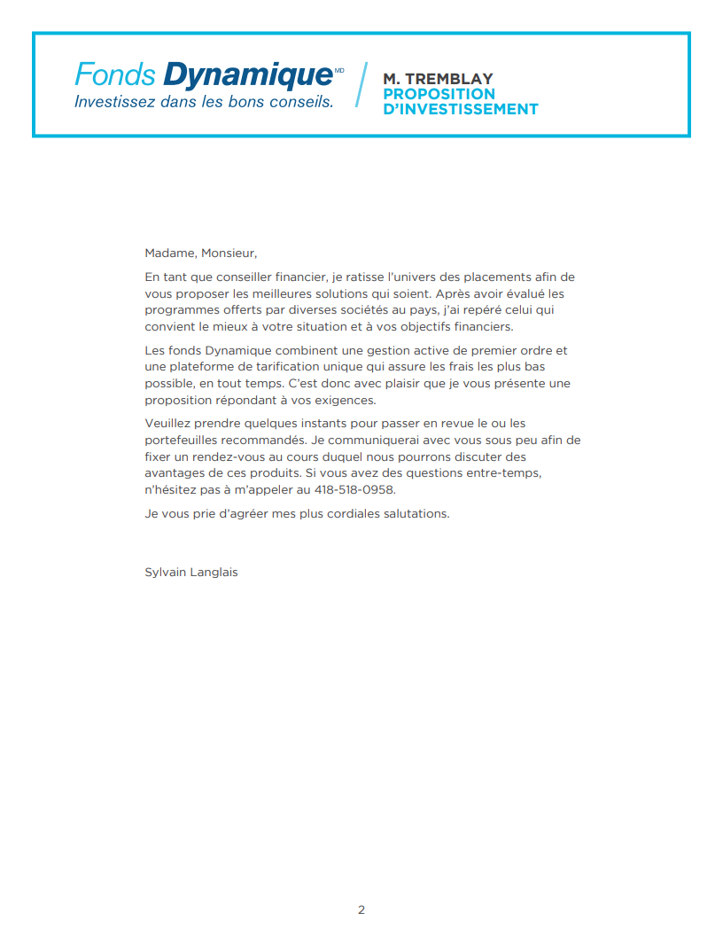 Portefeuille exemple DYN3361 - page 2